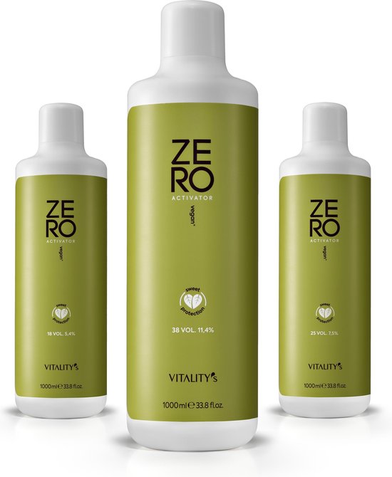Les Zero Activators de Vitality's sont des oxydants crème spécifiques à la coloration Zero, formulés sans ammoniaque et vegan pour protéger la fibre capillaire lors du processus de coloration.