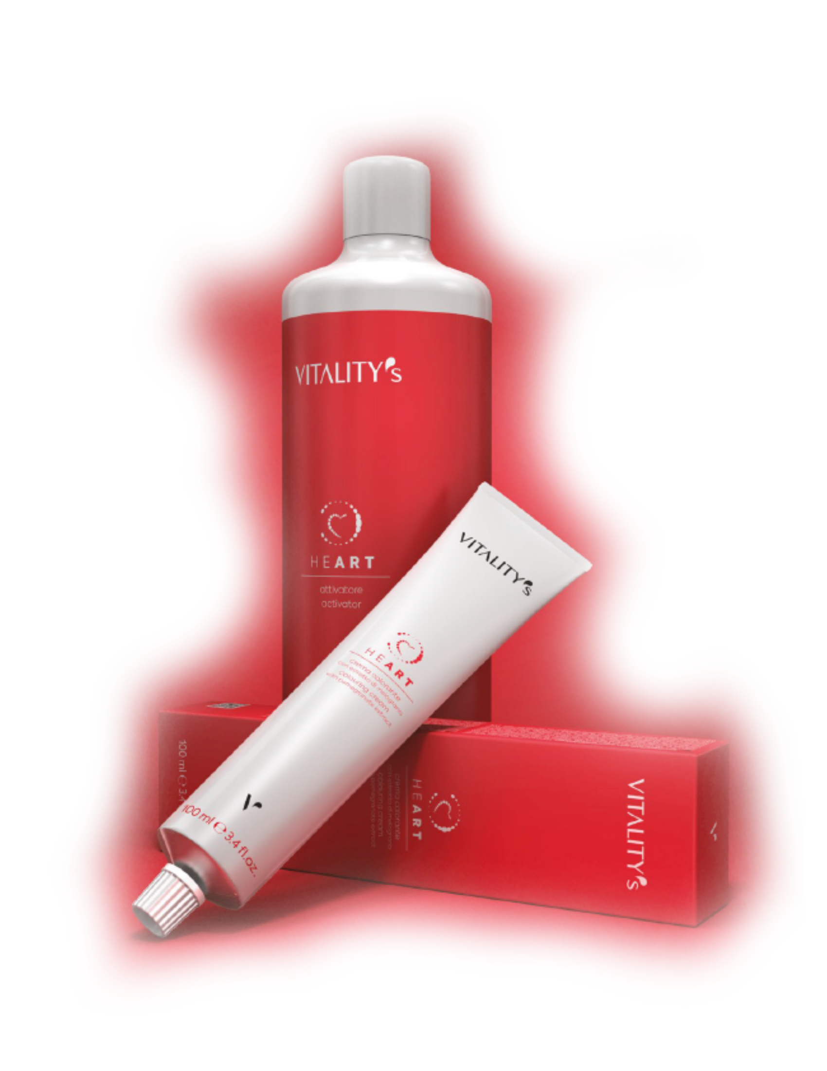 La gamme Heart au complet. Une coloration professionnelle qui allie performance et bien-être, pour des cheveux sublimés à chaque application.