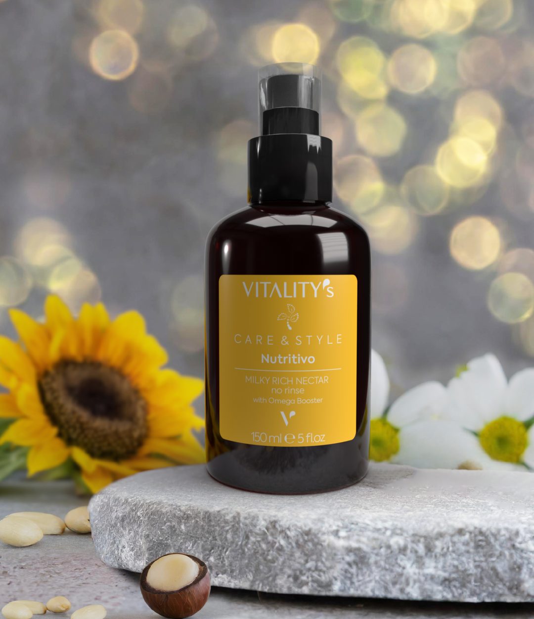 Le Milky Rich Nectar Nutritivo de Vitality's est un soin sans rinçage ultra-nourrissant qui répare et hydrate les cheveux secs grâce à sa formule enrichie en Omega Booster.